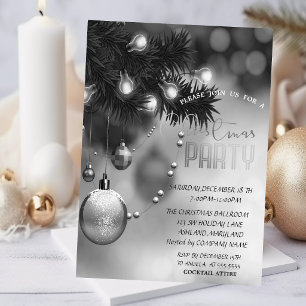 Christmas Balls Grey Corporate Christmas Party Invitation