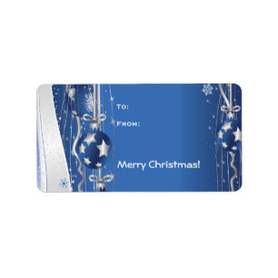 Christmas Balls On Blue Avery Label