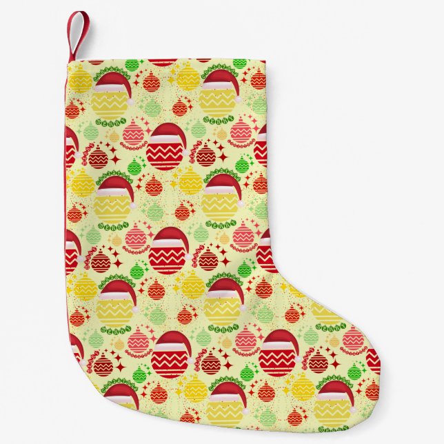 Christmas Balls Pattern Fun Festive Cool  Small Christmas Stocking (Front)