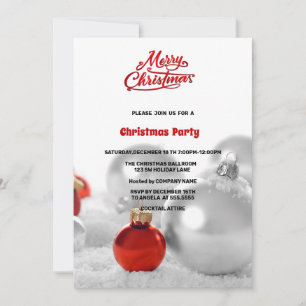 Christmas Balls Presents silver Christmas Party Invitation