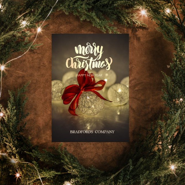 Christmas Balls,Red Bow Christmas Company Holiday Card (Creator Uploaded)
