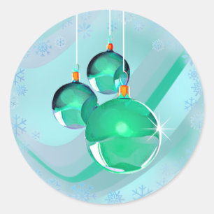CHRISTMAS BALLS & RIBBON by SHARON SHARPE Classic Round Sticker