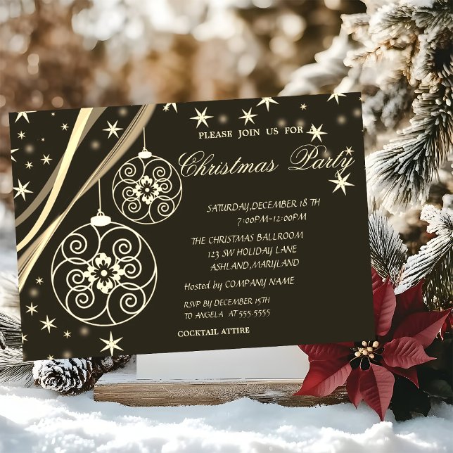 Christmas Balls Snowflakes,Brown Company Christmas Invitation (Creator Uploaded)