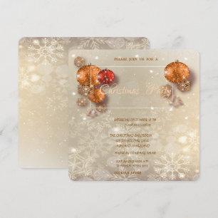 Christmas Balls, Snowflakes, Corporate  Party Invitation