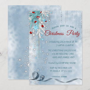 Christmas Balls,Snowflakes,Stars ,Corporated Party Invitation