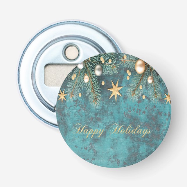 Christmas Balls Stars Branches Vintage   Bottle Opener (Front)