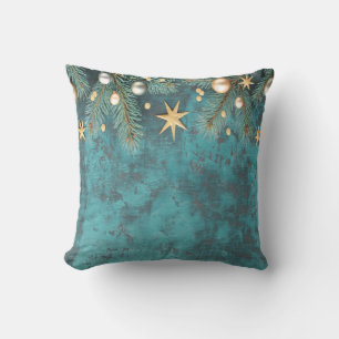 Christmas Balls Stars Branches Vintage  Throw Pill Pillow
