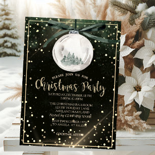 Christmas Balls Trees Dots Company Christmas Party Invitation