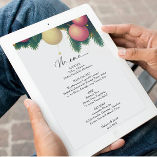 Christmas Balls Wedding Menu Card