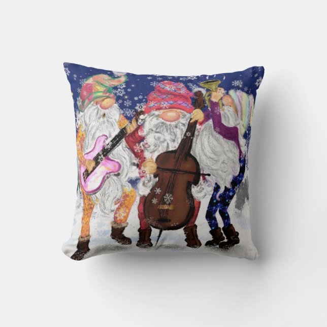 Christmas Band - Happy Song Throw Pillow (Front)