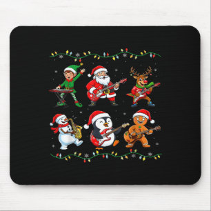 Christmas Band Santa Elf Reindeer Guitar Rock And Mouse Pad