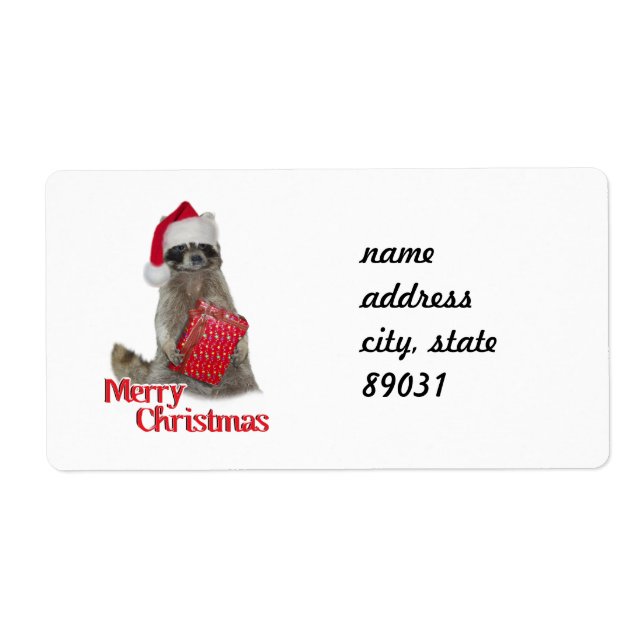 Christmas Bandit Raccoon with Present (Front)