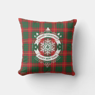 Christmas bang with plaid pattern throw pillow
