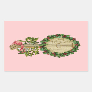CHRISTMAS BANJO WITH MISTLETOES AND HOLLY BERRIES STICKER
