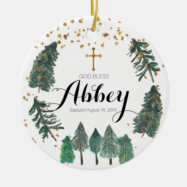 Christmas Baptism God Bless Ornament (Front)