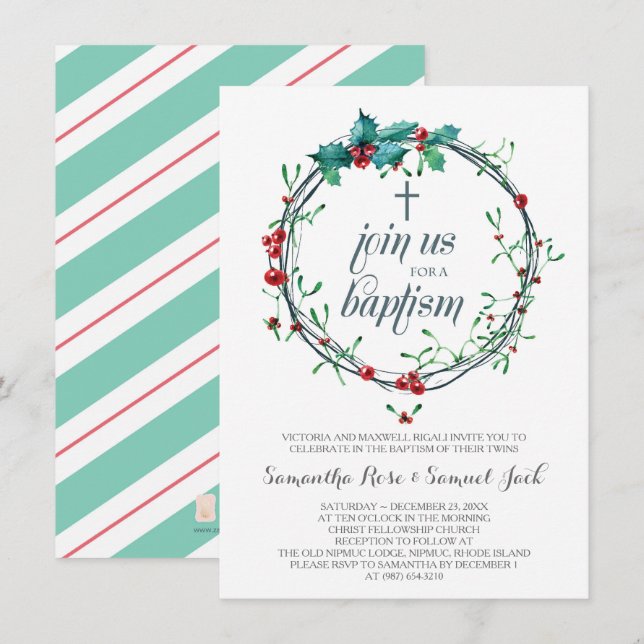 Christmas Baptism Invitation Template (Front/Back)