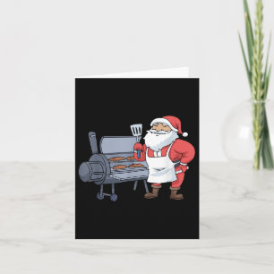 Christmas Barbecue Santa Claus Grill Smoker Steak  Card