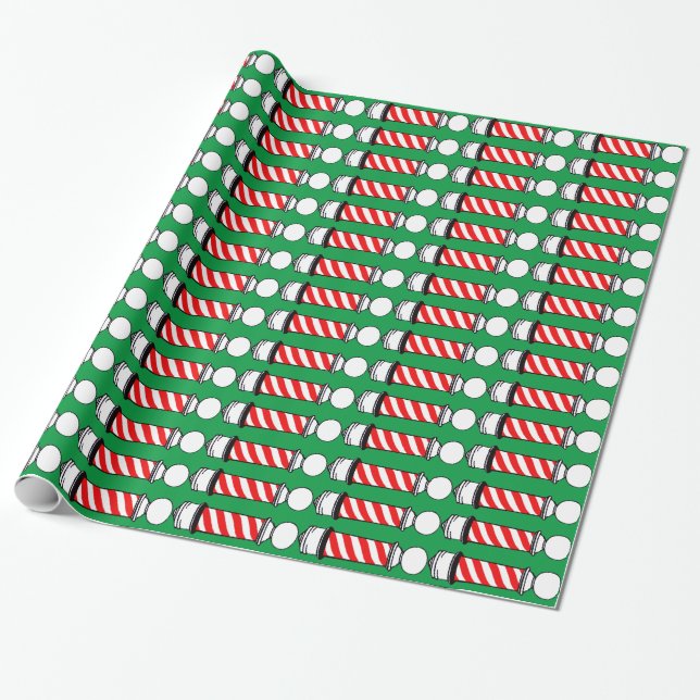 Christmas Barber Poles 2 Wrapping Paper (Unrolled)