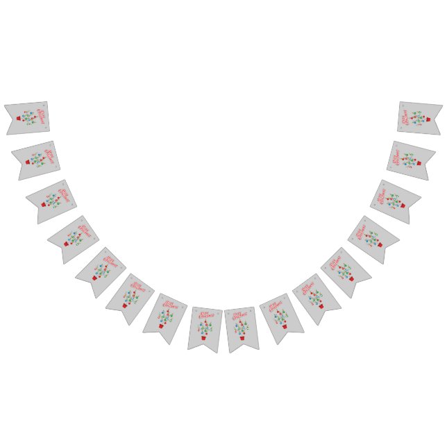 Christmas Bare Branch Tree - Merry Christmas Bunting Flags (All)
