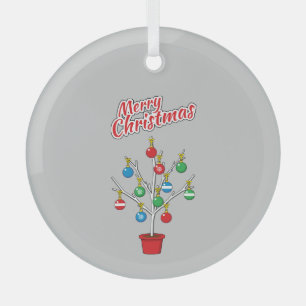 Christmas Bare Branch Tree - Merry Christmas Glass Ornament