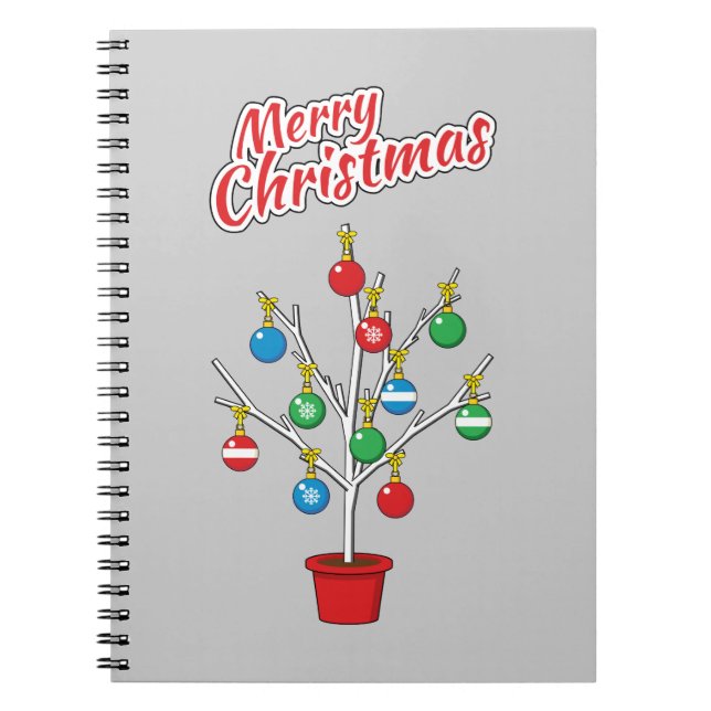 Christmas Bare Branch Tree - Merry Christmas Notebook (Front)