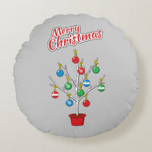 Christmas Bare Branch Tree - Merry Christmas Round Pillow