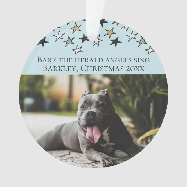 Christmas Bark The Herald Angels Sing Dog Ornament (Front)