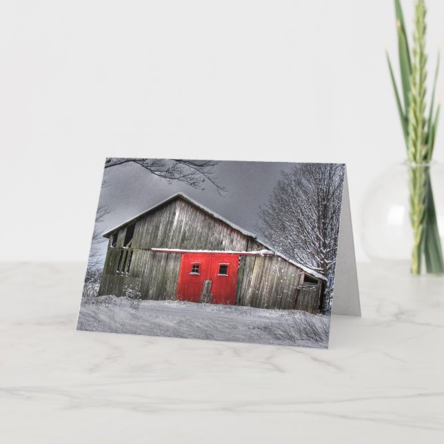 Christmas barn with red doors card (Front)