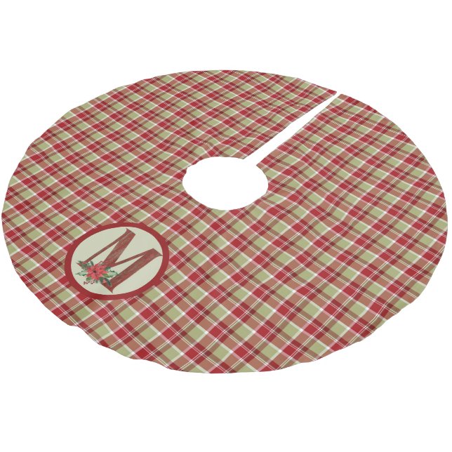 Christmas Barn Wood Letter M   Brushed Polyester Tree Skirt (Angled)