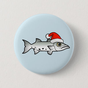 Christmas Barracuda Santa 2 Inch Round Button