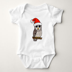 Christmas Barred Owl Santa Baby Bodysuit