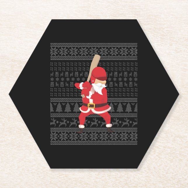 Christmas Baseball 4 Paper Coaster (Front)