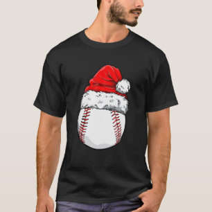 Christmas Baseball Ball Santa Hat Funny Sport Xmas T-Shirt