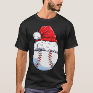Christmas Baseball Ball Santa Hat Xmas Boys Catche T-Shirt