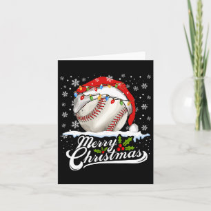 Christmas Baseball Ball Santa Hat Xmas Boys Men Card