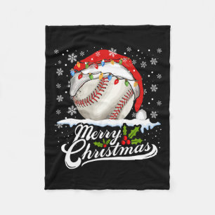 Christmas Baseball Ball Santa Hat Xmas Boys Men Fleece Blanket