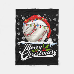 Christmas Baseball Ball Santa Hat Xmas Boys Men  Fleece Blanket