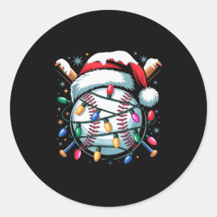 Christmas Baseball Boy Youth Kid Men Santa Hat Xma Classic Round Sticker