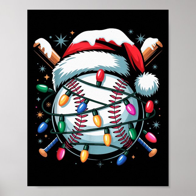 Christmas Baseball Boy Youth Kid Men Santa Hat Xma Poster (Front)