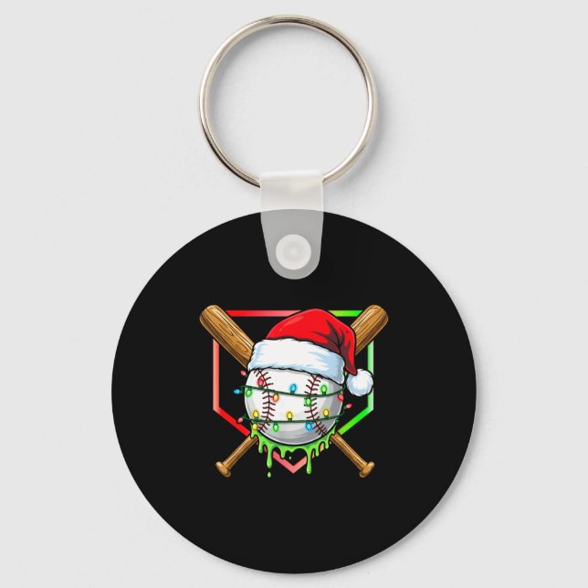 Christmas Baseball Drip Ice Cream Drip Baseball Lo Keychain (Front)