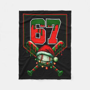 Christmas Baseball Drip Number 67 Player Or 67th B Fleece Blanket