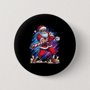 Christmas Baseball Funny Santa Game Day Xmas Boys  2 Inch Round Button