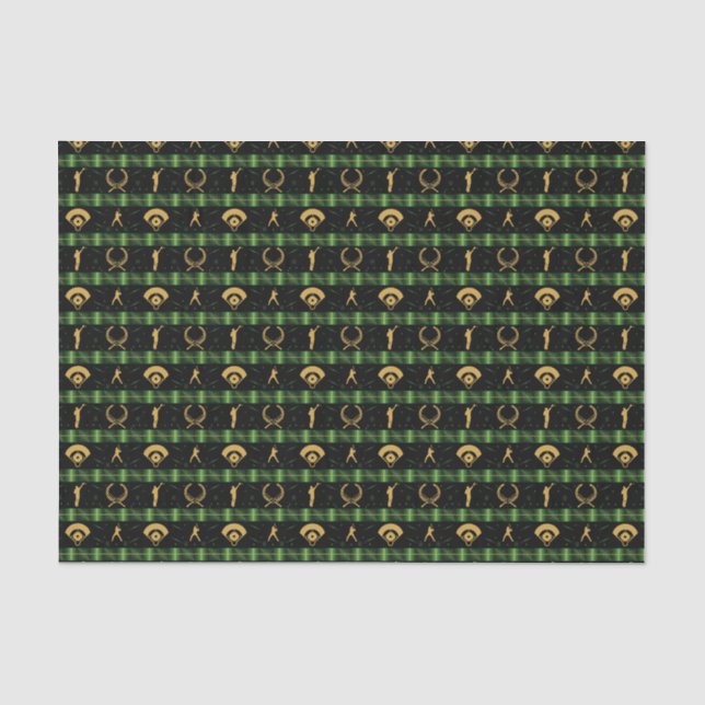Christmas Baseball Player - Green Check Tissue Paper (Front)