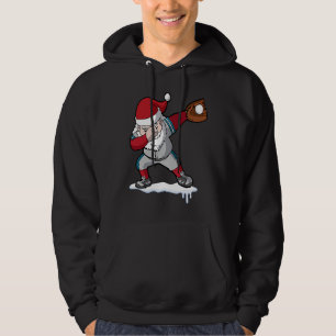 Christmas Baseball Santa Claus Quarterback Boys Ki Hoodie