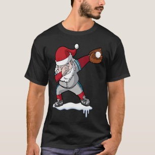 Christmas Baseball Santa Claus Quarterback Boys Ki T-Shirt