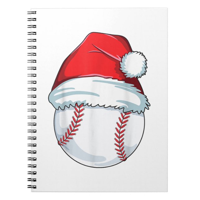 Christmas Baseball Santa Hat Ball Kids Boys Men Notebook (Front)