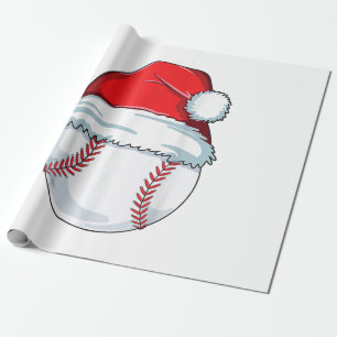 Christmas Baseball Santa Hat Ball Kids Boys Men Wrapping Paper