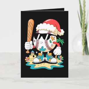 Christmas Baseball Santa Hat Bat Beach Palm Tree Card