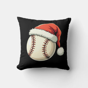 Christmas Baseball Santa Hat Funny Sport Xmas Throw Pillow