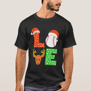 Christmas Baseball Santa Hat Kids Reindeer Basebal T-Shirt